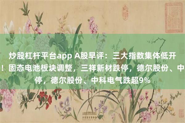 炒股杠杆平台app A股早评：三大指数集体低开，沪指跌0.5%！固态电池板块调整，三祥新材跌停，德尔股份、中科电气跌超9%