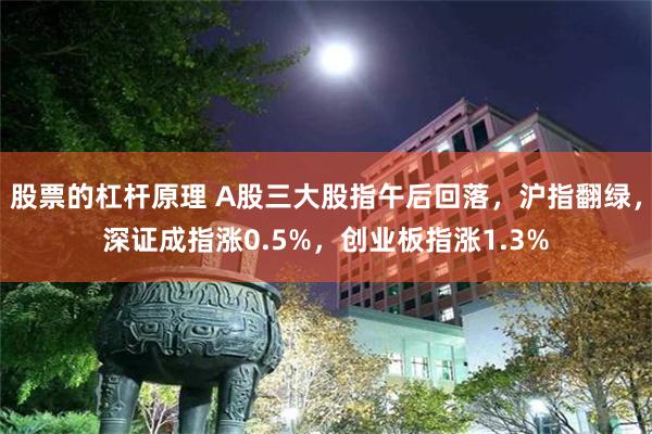 股票的杠杆原理 A股三大股指午后回落，沪指翻绿，深证成指涨0.5%，创业板指涨1.3%