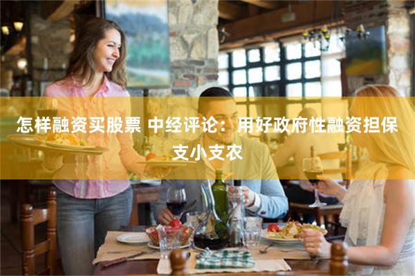 怎样融资买股票 中经评论：用好政府性融资担保支小支农