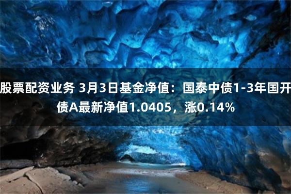 股票配资业务 3月3日基金净值：国泰中债1-3年国开债A最新净值1.0405，涨0.14%