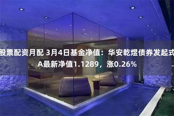 股票配资月配 3月4日基金净值：华安乾煜债券发起式A最新净值1.1289，涨0.26%