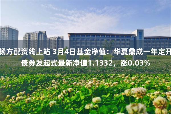 杨方配资线上站 3月4日基金净值：华夏鼎成一年定开债券发起式最新净值1.1332，涨0.03%