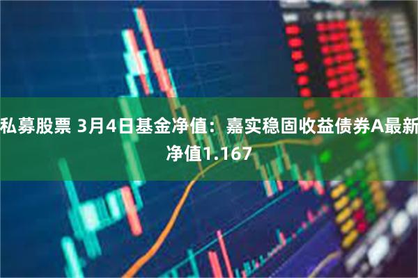 私募股票 3月4日基金净值：嘉实稳固收益债券A最新净值1.167