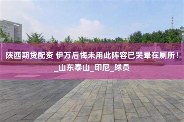 陕西期货配资 伊万后悔未用此阵容已哭晕在厕所！_山东泰山_印尼_球员