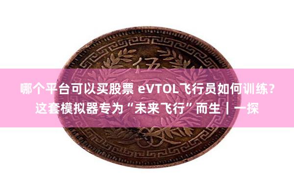 哪个平台可以买股票 eVTOL飞行员如何训练？这套模拟器专为“未来飞行”而生｜一探