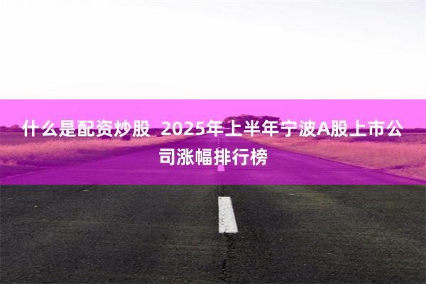 什么是配资炒股  2025年上半年宁波A股上市公司涨幅排行榜