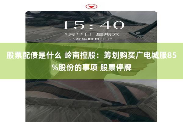 股票配债是什么 岭南控股：筹划购买广电城服85%股份的事项 股票停牌