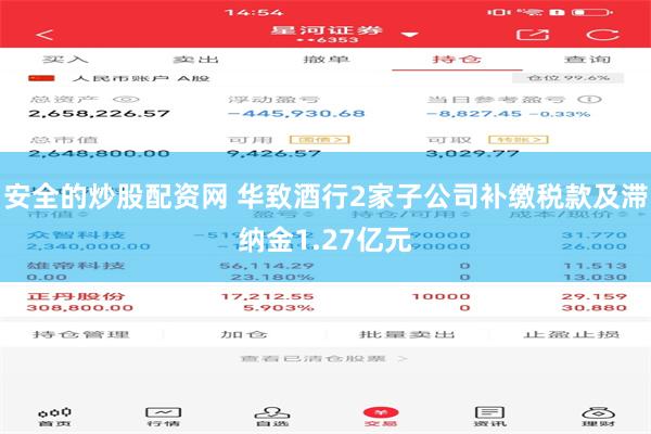 安全的炒股配资网 华致酒行2家子公司补缴税款及滞纳金1.27亿元