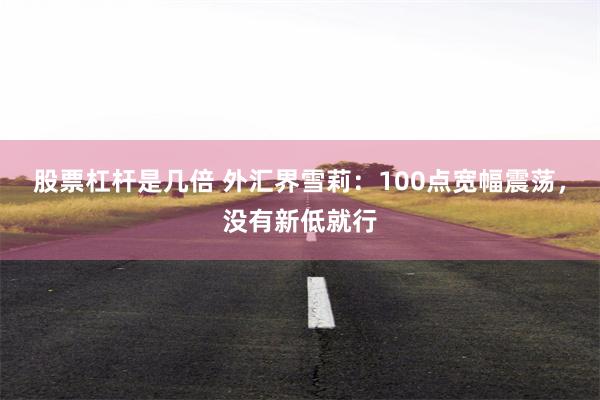 股票杠杆是几倍 外汇界雪莉：100点宽幅震荡，没有新低就行