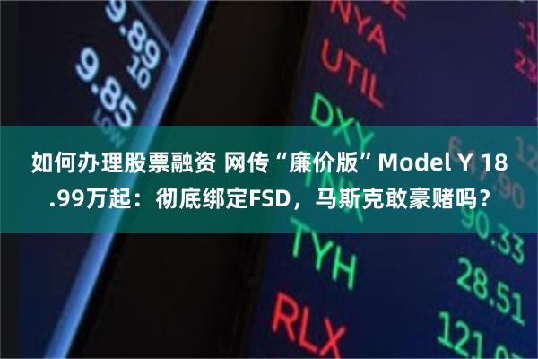 如何办理股票融资 网传“廉价版”Model Y 18.99万起：彻底绑定FSD，马斯克敢豪赌吗？
