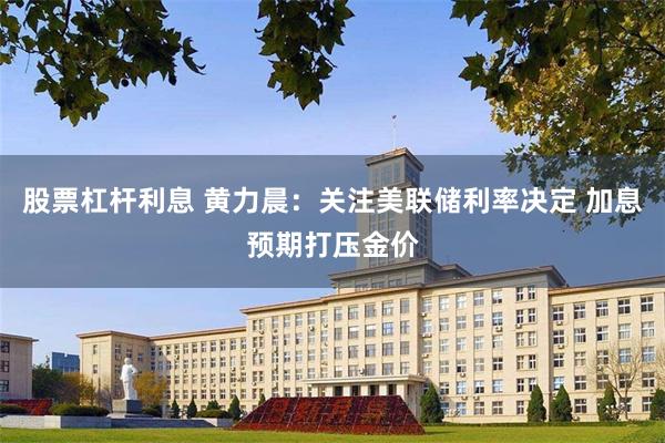 股票杠杆利息 黄力晨：关注美联储利率决定 加息预期打压金价