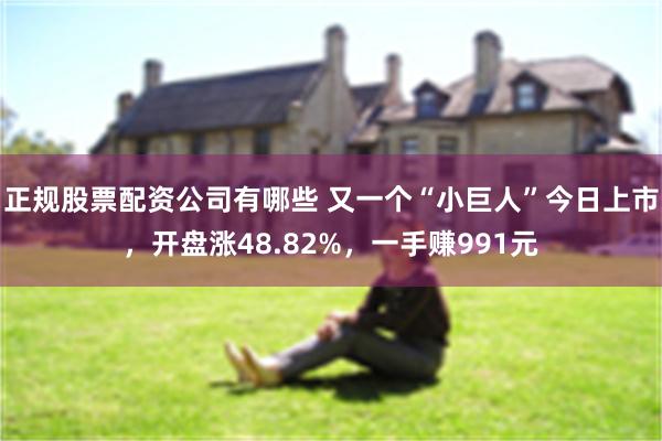 正规股票配资公司有哪些 又一个“小巨人”今日上市,开盘涨48.82%,一手赚991元